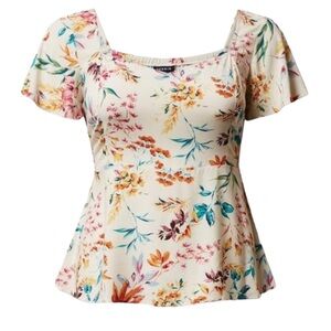 Torrid PePlum Challis Sweetheart Flutter Sleeve Top 3X (27" pit to Pit)